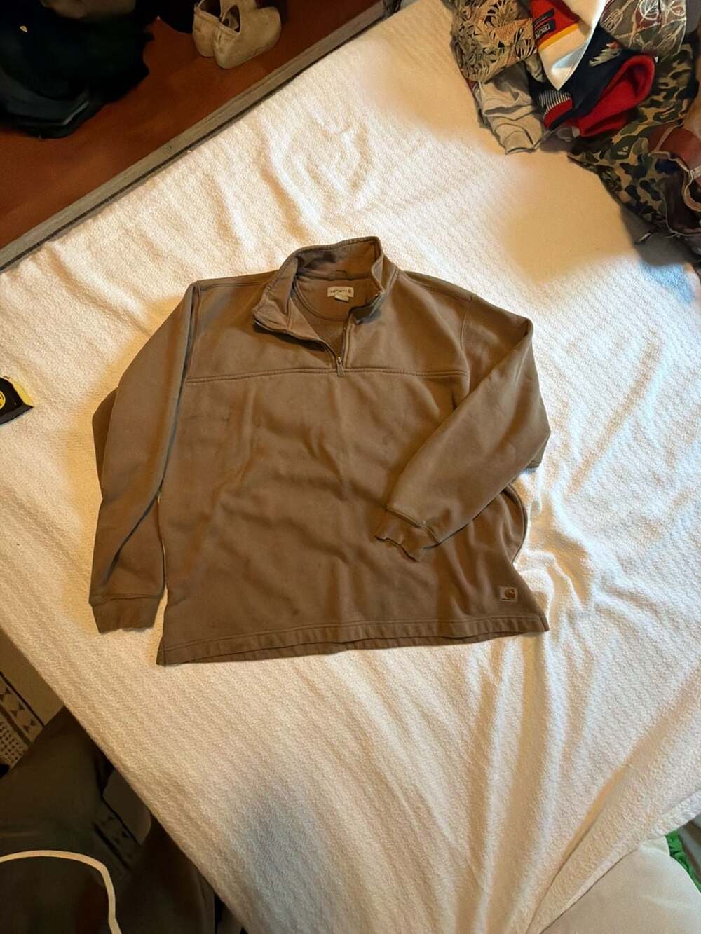 Vintage Carhartt Brown Quarter Zip Sweatshirt Distressed XL